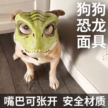 🦖【張嘴餵食】狗狗恐龍面具 侏羅紀霸王龍頭套🐕寵物全臉面罩 搞笑拍照道具 寵物玩具 萬聖節裝扮 臺灣出貨