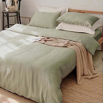 BUHO 布歐 素面文青三件組 - 6ST28 淨石綠 100%萊賽爾纖維(天絲) 台灣製  床包 180 x 210cm + 枕套 45 x 75cm  床包 + 枕套組