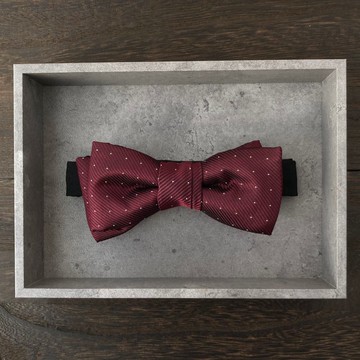 BOWTIE SPECIMENS: Crossed bowknot Square end – 酒紅配細圓點