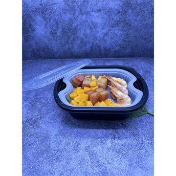 雙層打包盒1100ml內襯二格外賣盒一次性快餐盒加厚2117兩層飯盒