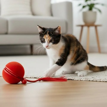 七布二合一瘋狂逗貓球Duo2寵物電動球-紅