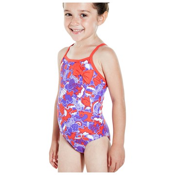 SPEEDO 2歲~5歲幼童  連身泳裝 獨角獸 蝴蝶結 SD811446C196 紫 紅 (身高:92~110CM)【陽光樂活】