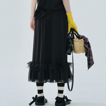黑色蕾絲A字半身裙 / 長裙 裙子