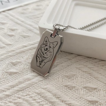 寵物親人肖像客製軍牌項鏈 男生/中性項鏈 貓/狗/親人紀念禮物