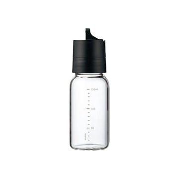HARIO 日本簡約調味醬料玻璃罐-按壓式-黑色-150ml