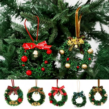 洛陽牡丹 聖誕裝飾車掛飾鈴鐺聖誕樹裝飾品氛圍櫥窗佈置掛件迷你聖誕花環