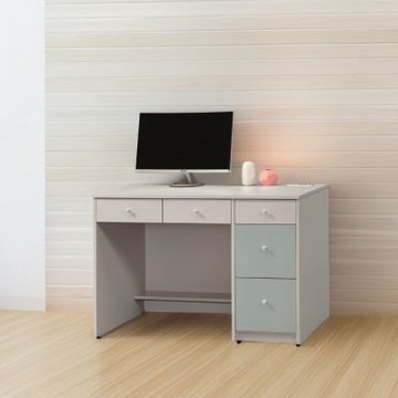 文創集 卡黛4尺五抽雙色書桌(桌面設置便利插座)-120x60x81-cm免組