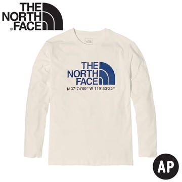 【The North Face 男 LOGO長袖上衣 AP《白》】86PX/吸濕排汗圓領休閒長袖上衣/排汗衫/長袖T恤/運動衫