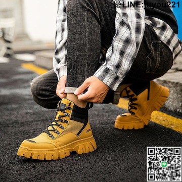 吉普男 大黃靴 增高 戶外 登山 真皮 休閑高幫 百搭馬丁靴