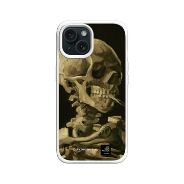 iPhone 15 SolidX 白 - Van Gogh Museum - Crâne de squelette fumant une cigarette