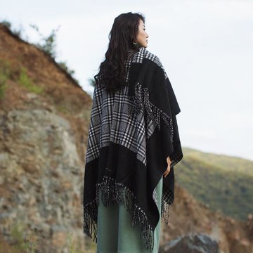 舞花肉袍子P13仿羊絨披風裝飾圍巾簡約斗篷保暖加厚圍脖裝飾披肩