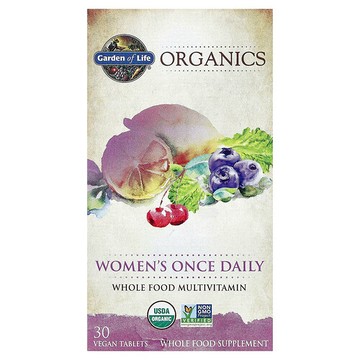 Garden of Life, Organics，女性每日一次配方，全食多維生素，30 片全素片