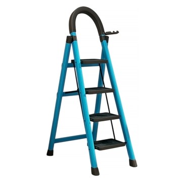 小麥購物 多功能加厚可折疊伸縮便攜人字梯 L1459 藍色四步梯  1個  73 x 39 x 133cm
