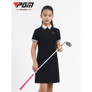 PGM高爾夫連衣裙女童夏季短袖服裝新青少年透氣衣服百搭裙子
