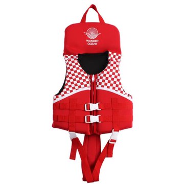 宵欽朝兒童救生衣大浮力游泳寶寶小孩馬甲背心免充氣枕頭款大紅色