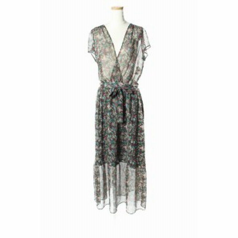 中古 マカフィー Macphee トゥモローランド 17ss ワンピース ロング フレンチスリーブ カシュクール シフォン 花柄 36 緑 通販 Lineポイント最大1 0 Get Lineショッピング