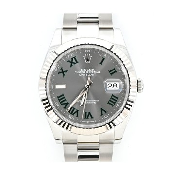 ROLEX 勞力士 DATEJUST 綠羅馬數字灰色面盤 太陽圈 41mm _廠商直送