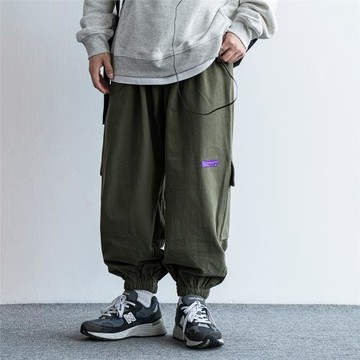 日系潮牌加厚工裝褲男青年流行寬松小腳褲百搭休閑束腳褲闊腿長褲