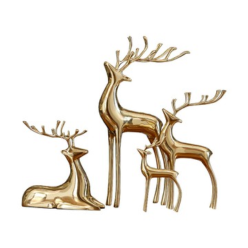 純銅鹿擺件全銅抽象工藝禮品美式輕奢現代簡約家居客廳酒柜裝飾品