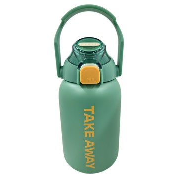 QiMart 馬卡龍色系不鏽鋼保溫杯 850ml 手提BIG壺  綠色  1個