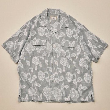 FREAK'S STORE 印度製造 寬鬆版型 剪花提花條紋 開領短袖襯衫