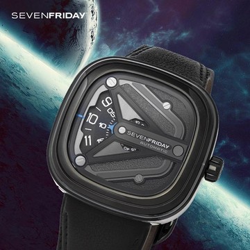 SEVENFRIDAY M3/07 Spaceship 太空船 自動上鍊機械錶-黑/47x47.6mm