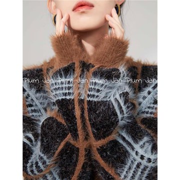 Plum Jan/今年流行漂亮馬海毛毛衣美拉德穿搭慵懶風外套女春秋款