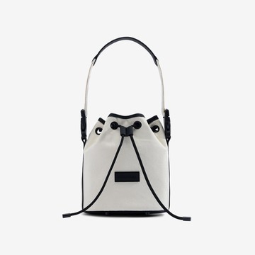 Refined粗針縫帆布抽繩水桶包-白色