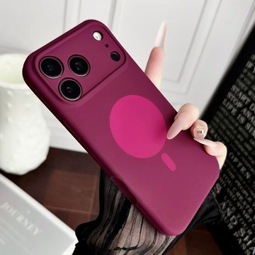 液態硅膠 實色磁吸圈手機殼 適用於 蘋果 iphone 18 17 16 15 Pro max 防摔殼 保護殼