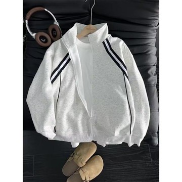 潮牌寬鬆慵懶百搭外套男美式時尚復古撞色小外套立領大學T男