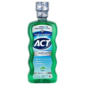 ACT, 防蛀含氟漱口水，無乙醇，薄荷味，18 液量盎司（532 毫升）