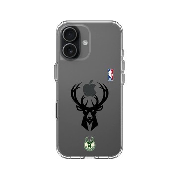 iPhone 17 Clear Case（相機按鈕） 透明 - NBA - B&W-密爾瓦基公鹿 Milwaukee Bucks B&W