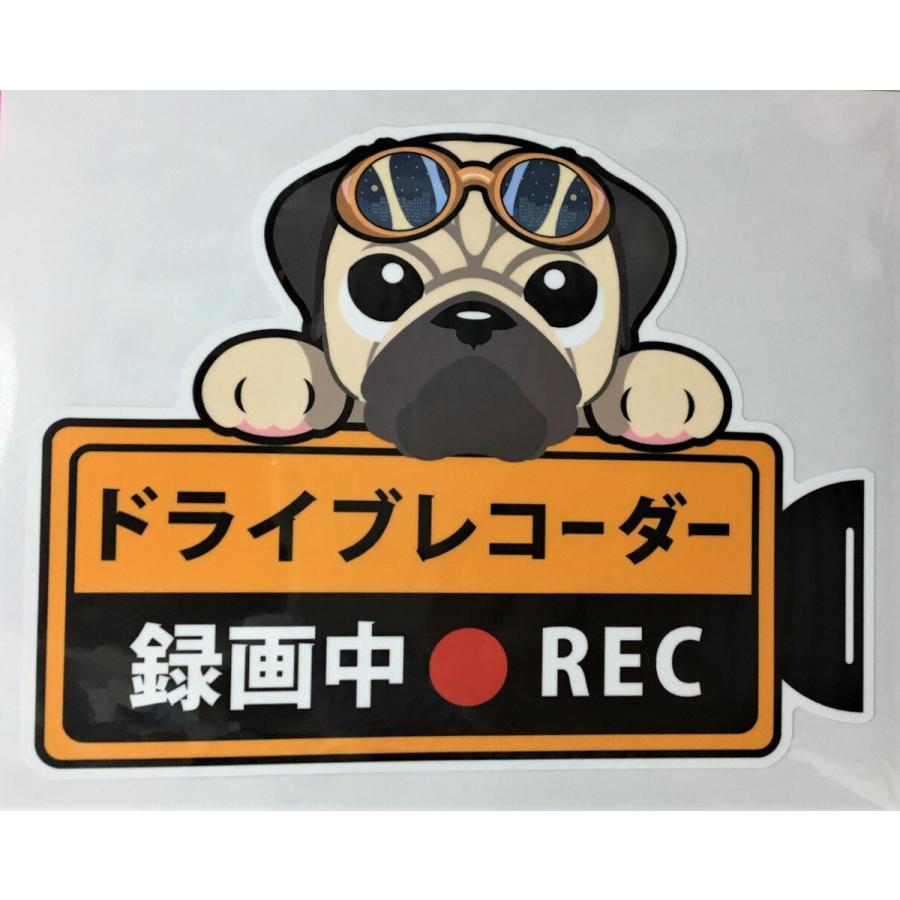 犬 パグ ドライブレコーダー録画中 犬種 外張りステッカー