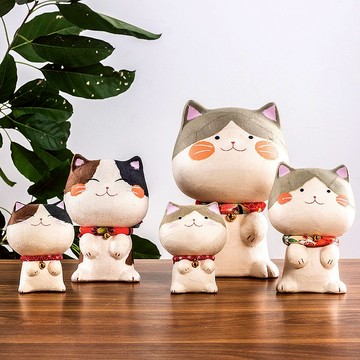 日本製京都龍虎作可愛幸福多良福貓和紙手工藝紀念品禮物桌