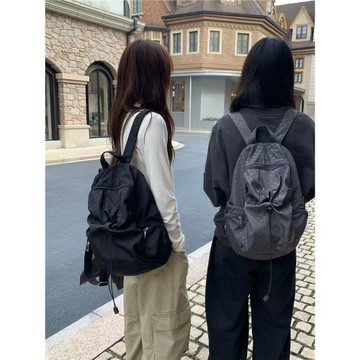 2025韓系新款波點多口袋書包女休閑學院風背包高中學生雙肩包