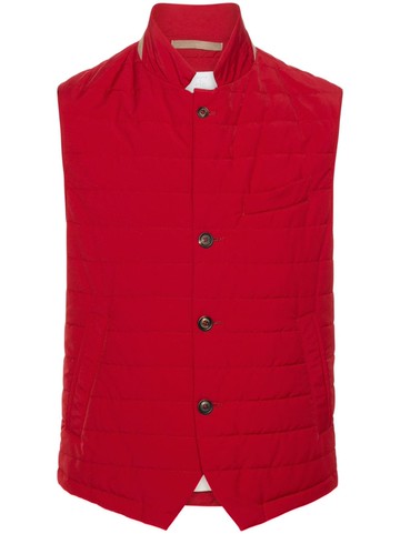 Eleventy - button-up quilted gilet - men - Wool/Polyamide/Polyester/Goat Skin - 50 - Red