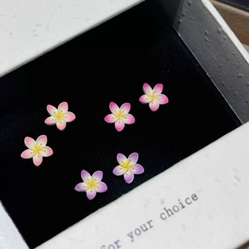 新款 雞蛋花 六對裝 耳釘 套裝組合 女 簡約 小巧 精緻 耳環 甜美 百搭 耳飾