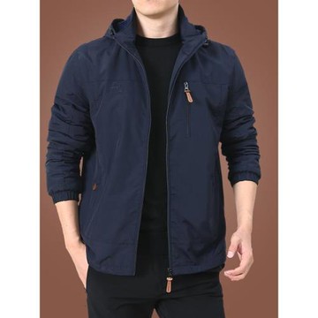 高端沖鋒衣男外套春秋款2025新款戶外休閑中年男士連帽夾克工裝