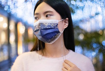 【還可當手鍊、項鍊、眼鏡鍊】飛雪(紫)雪花水晶口罩鍊 女友禮物