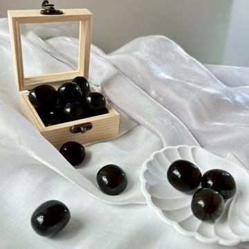 🔮 天然水晶滾石  黑曜石 2.5–3cm 滾石 水晶 避邪防小人 天然水晶  能量石擺件 水晶