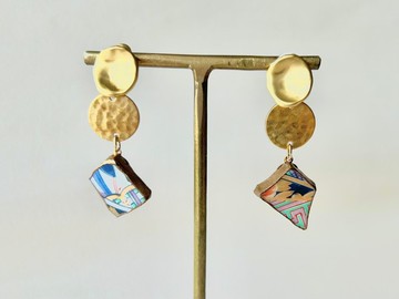 有田燒 金繼 螺旋式耳夾 和風 搖曳 傳統工藝 No.258