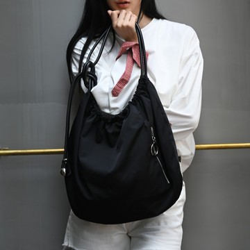 銀珠結帶-防水布大包-黑色