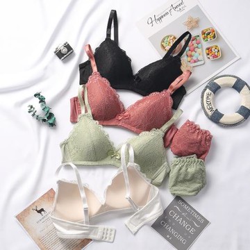 內衣女學生少女文胸無鋼圈小胸聚攏薄款胸罩舒適性感蕾絲大胸顯小