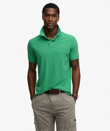 Superdry Men's Classic Pique Polo Shirt Green Size: L