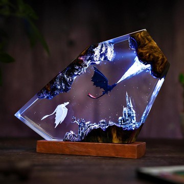 【現貨秒發】樹脂燈resin lamp anime夜煞白煞 toothless 光之怒環氧樹脂燈 馴龍高手擺件 恐龍樹脂