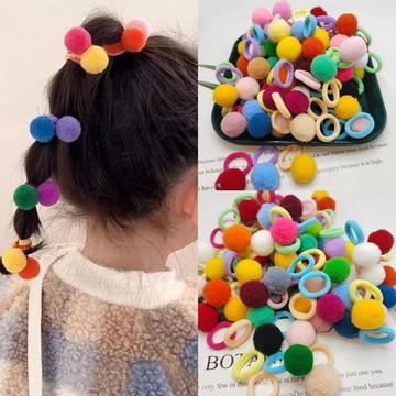 🎀biubiu童裝🎀兒童髮圈可愛毛球頭繩髮繩女童彩色寶寶紮辮子皮筋新年髮飾