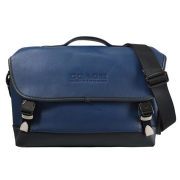 COACH C5344 壓印LOGO翻蓋中性款手提斜背包.深藍