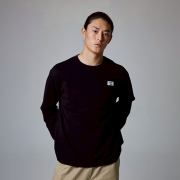 Dickies男款黑色重磅純棉胸前口袋簡約品牌織標長袖T恤|DK0A87ELBLK