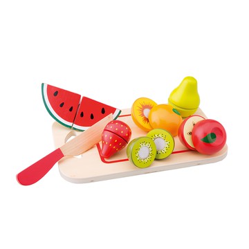 New Classic Toys 水果總匯切切樂組 8件 荷蘭木玩品牌 天然木材與無毒塗料 精緻擬真呈現學習生活知識與應用  1組