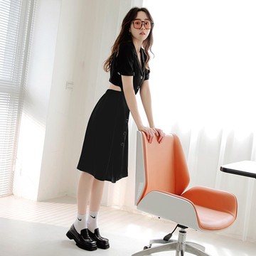 OB嚴選-清涼關係學．涼感雪紡西裝領露背收腰傘襬洋裝